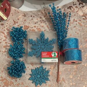 Blue Glitter Holiday Ornament Set